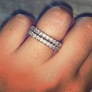 Silver ring with white stones